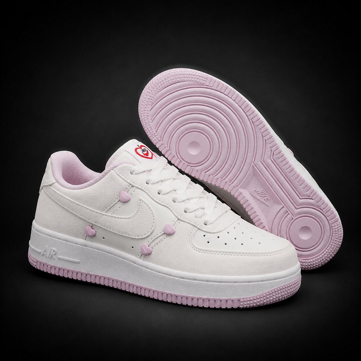 Nike Air Force 1 White Pink Hearts