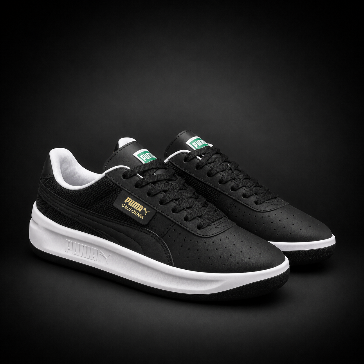 Puma California Black White Green