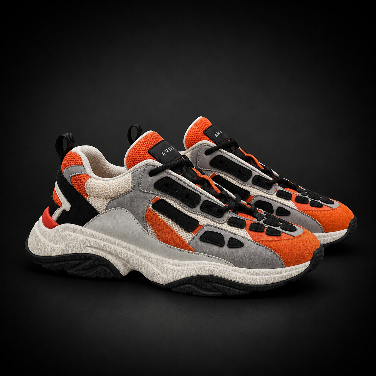 Amiri Skeleton Low Orange Grey Black Sneakers