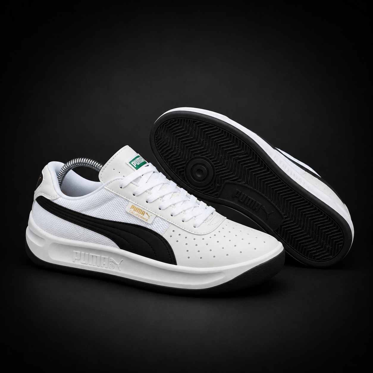 Puma California White Black Green