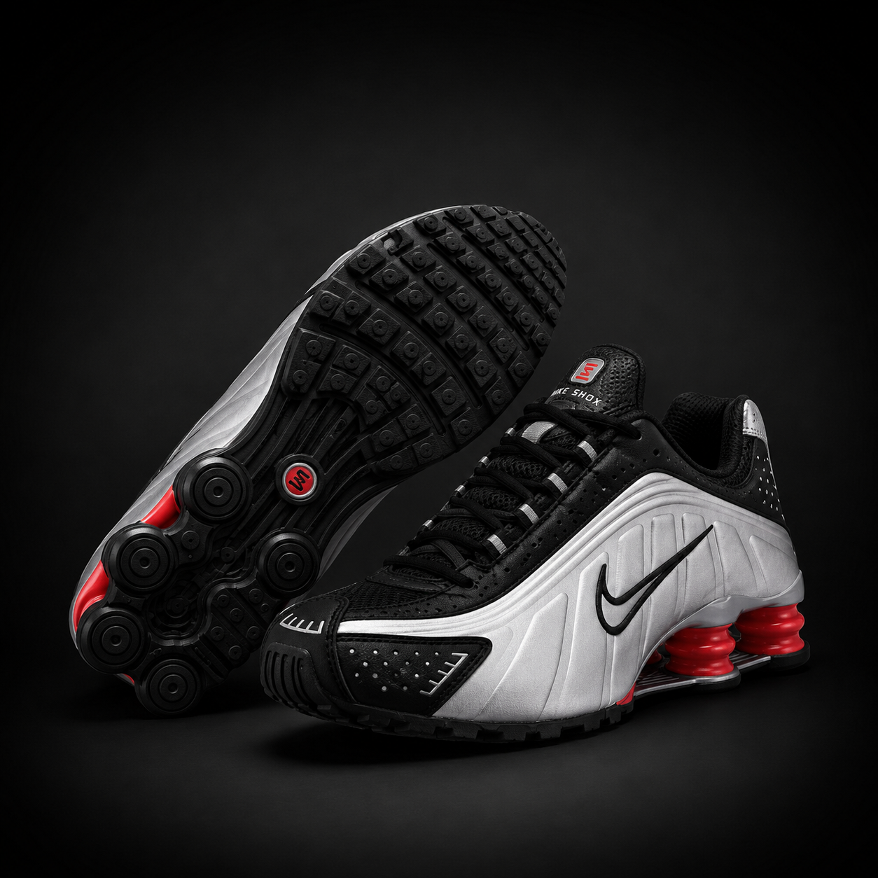 Nike Shox R4 Black Silver Red