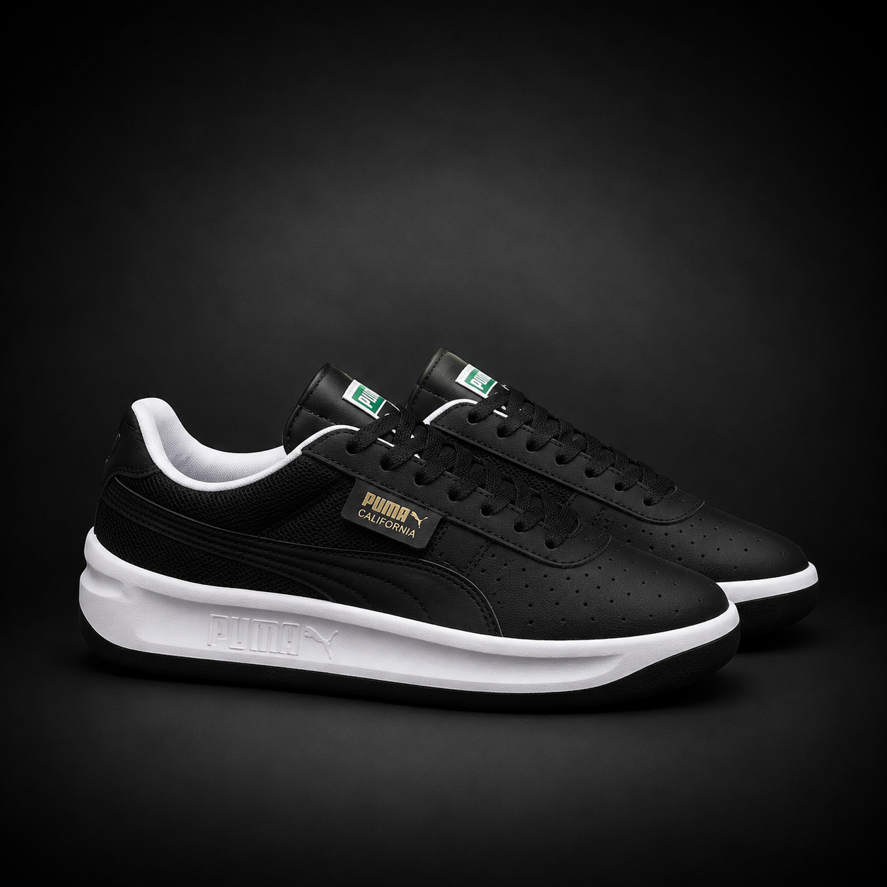 Puma California Black White Green