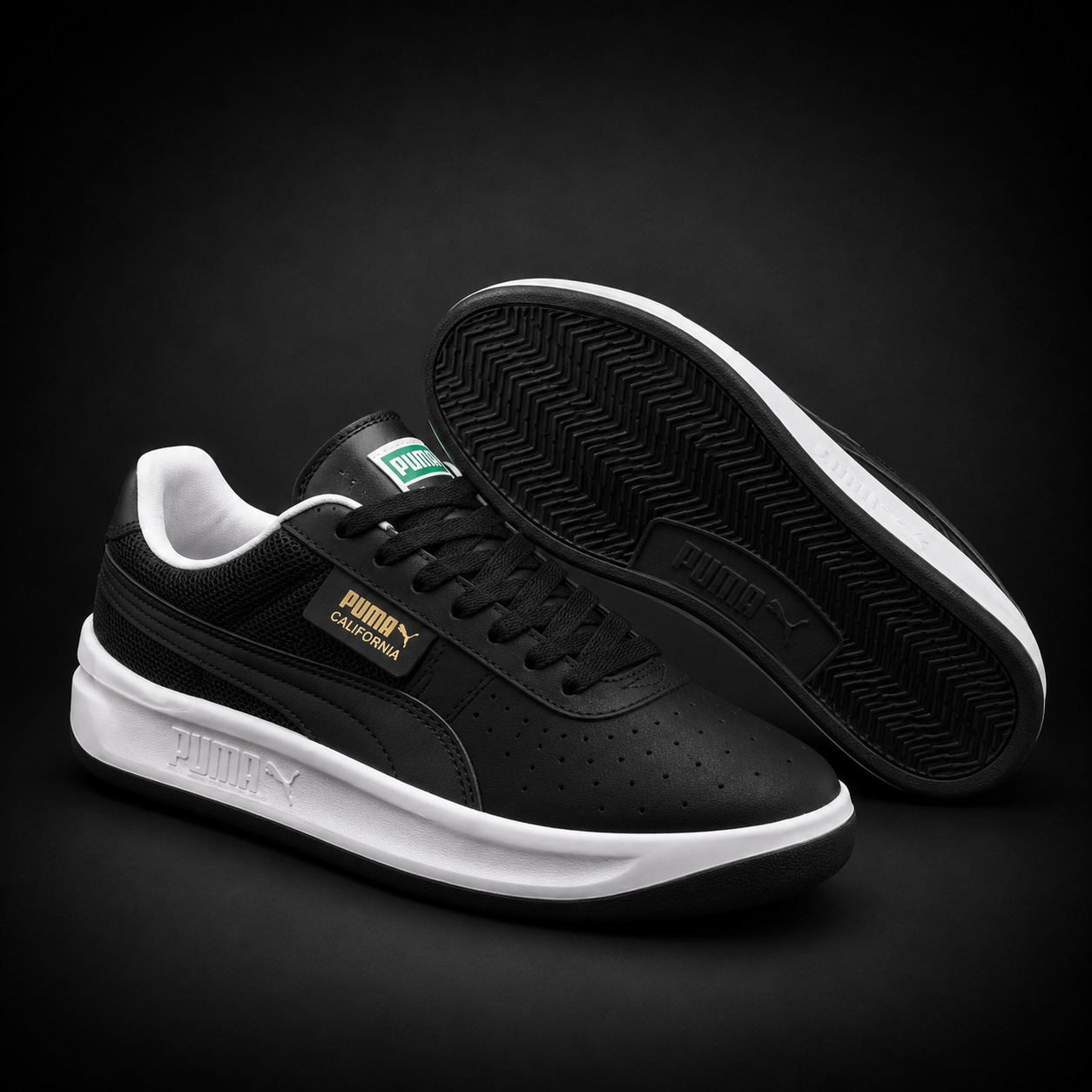 Puma California Black White Green