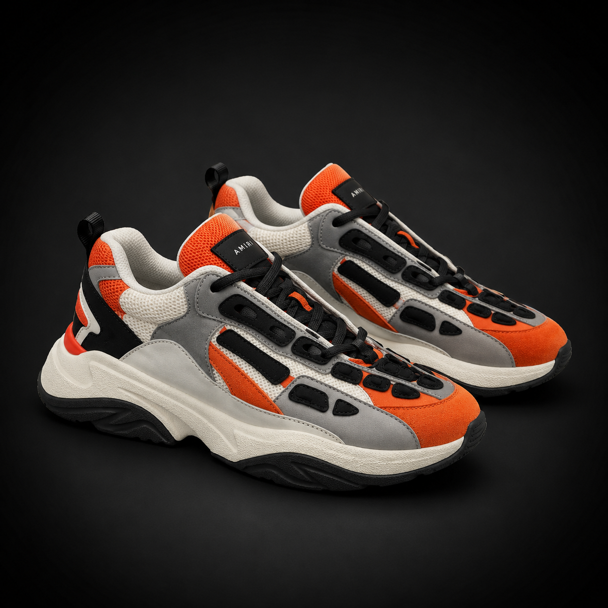 Amiri Skeleton Low Orange Grey Black Sneakers