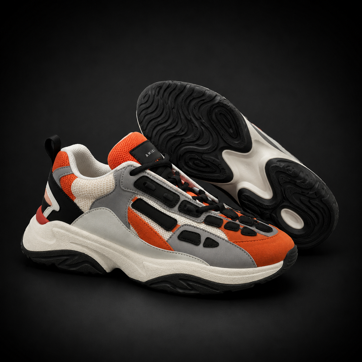 Amiri Skeleton Low Orange Grey Black Sneakers
