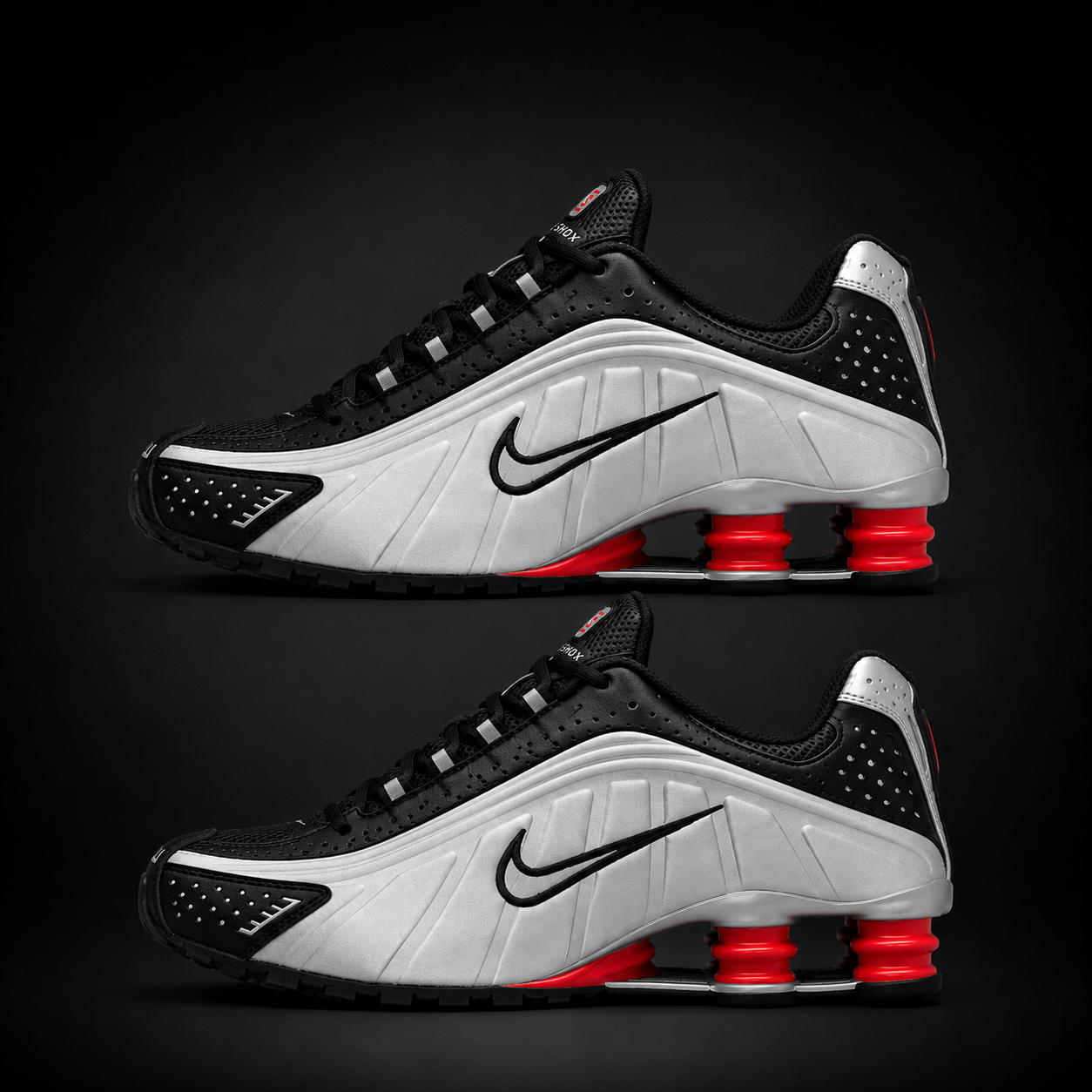 Nike Shox R4 Black Silver Red